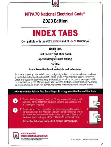 NFPA 70 National Electrical Code (NEC) Index Tabs 2023 Edition